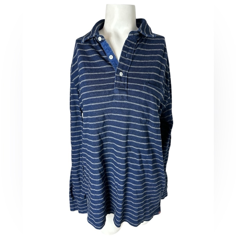 Faherty Long Sleeved Striped Cotton Polo
